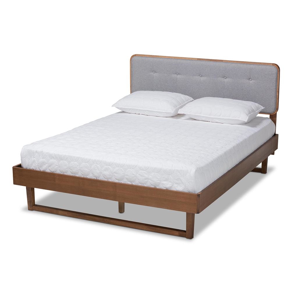 Ash Walnut Finished Wood Queen Size Platform Bed. Picture 11