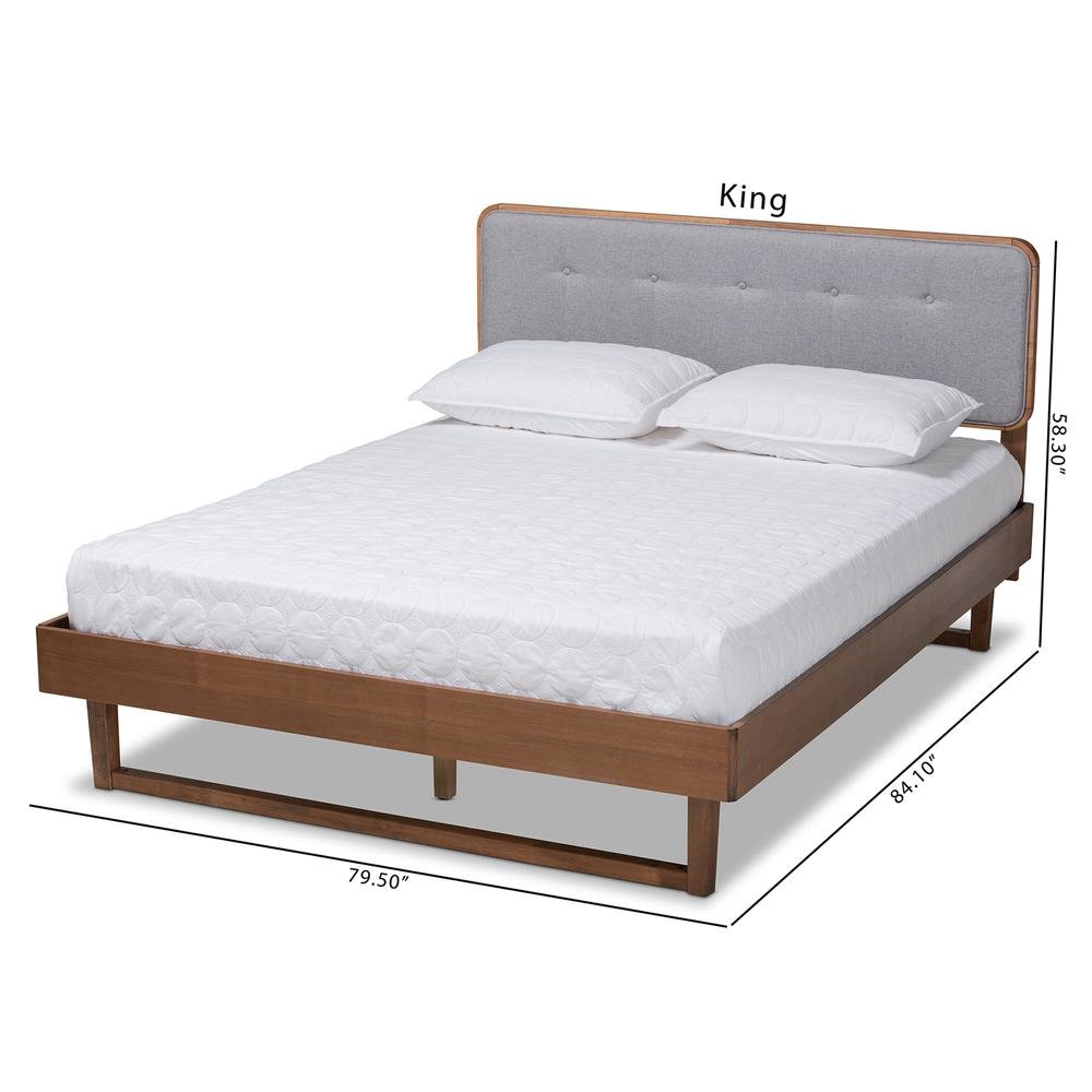 Ash Walnut Finished Wood Queen Size Platform Bed. Picture 20