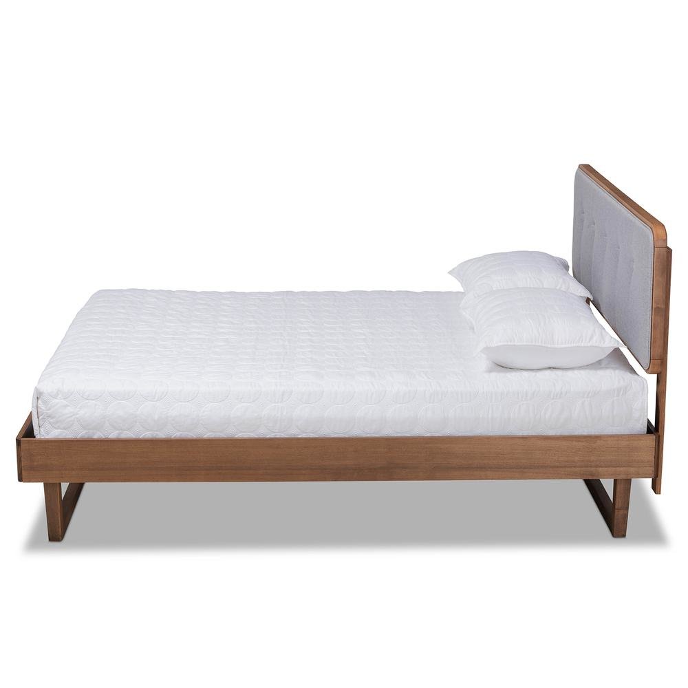 Ash Walnut Finished Wood Queen Size Platform Bed. Picture 12