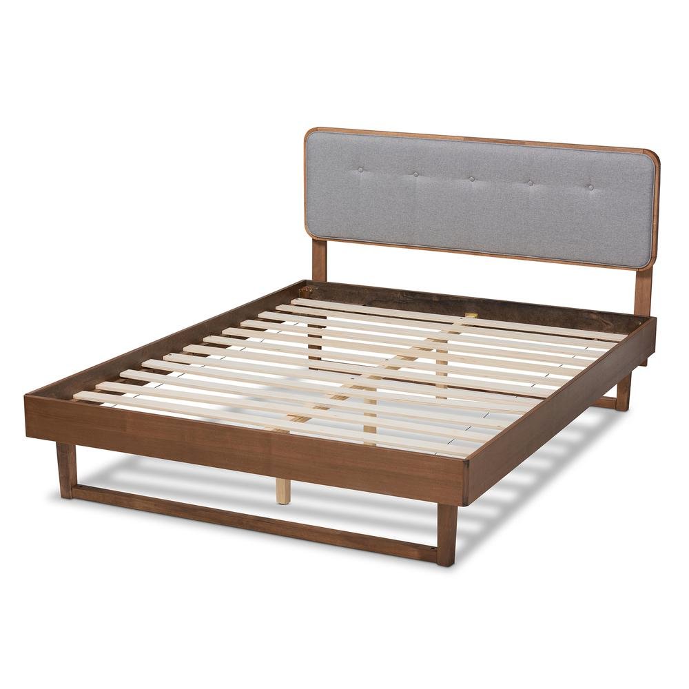Ash Walnut Finished Wood Queen Size Platform Bed. Picture 13