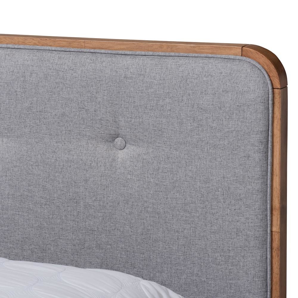 Ash Walnut Finished Wood Queen Size Platform Bed. Picture 14