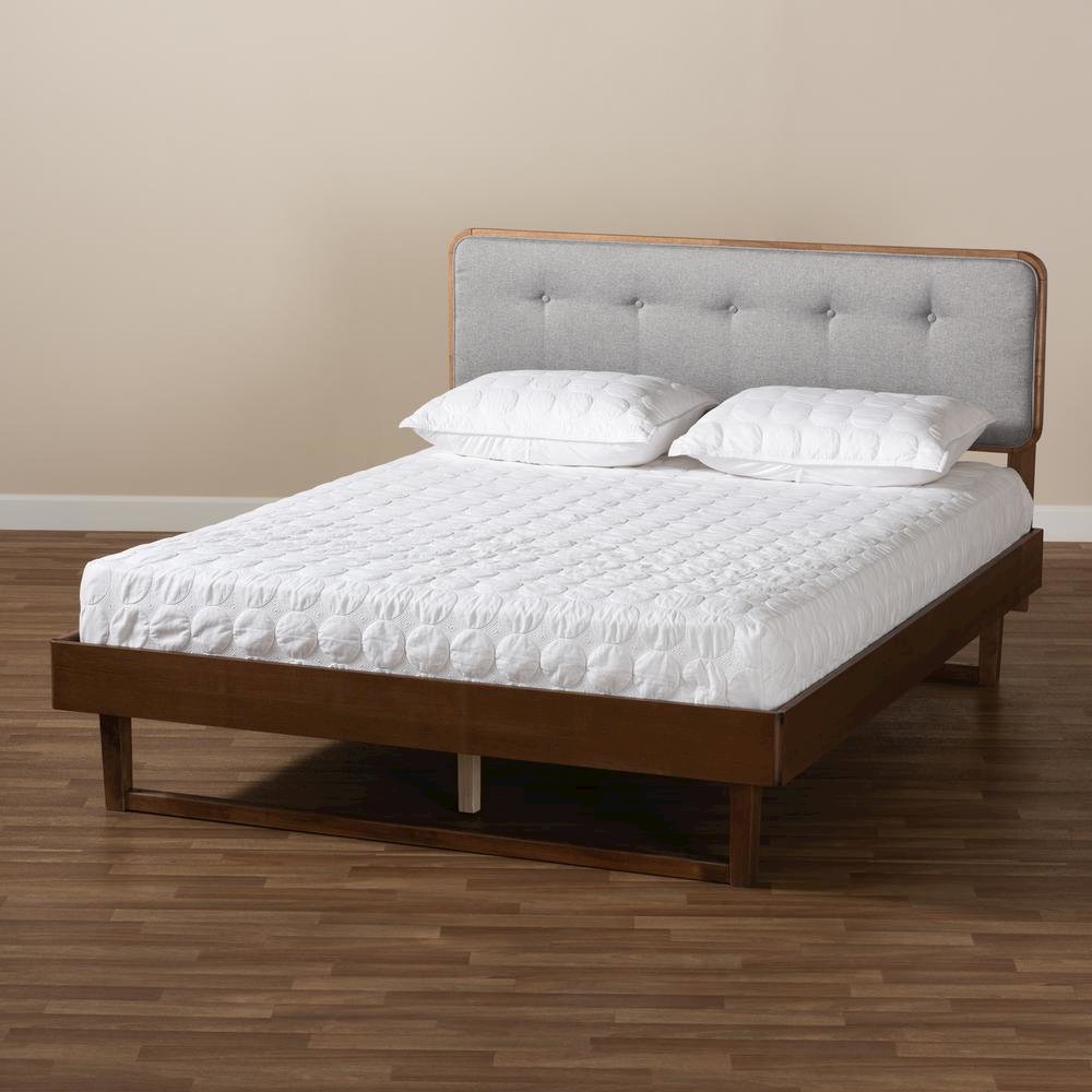 Ash Walnut Finished Wood Queen Size Platform Bed. Picture 17