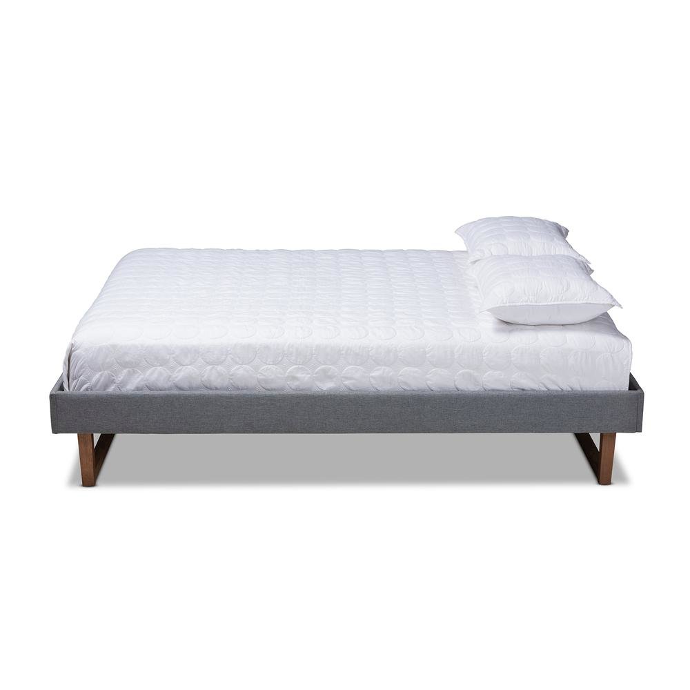 Walnut Brown Finished Wood Queen Size Platform Bed Frame. Picture 11