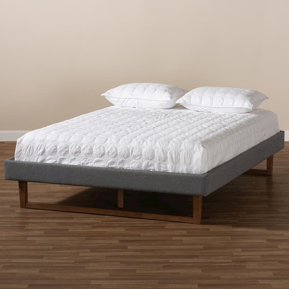Walnut Brown Finished Wood Queen Size Platform Bed Frame. Picture 15