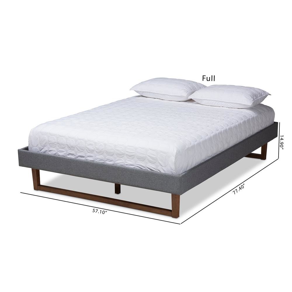 Walnut Brown Finished Wood Queen Size Platform Bed Frame. Picture 16