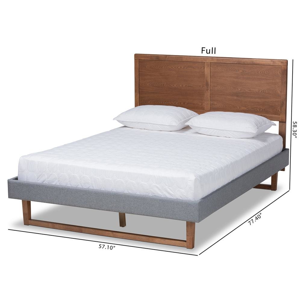 Ash Walnut Brown Finished Wood Queen Size Platform Bed. Picture 18