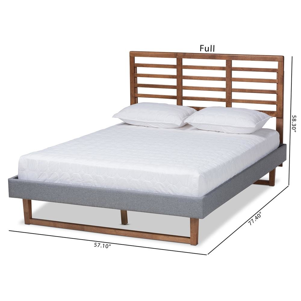 Ash Walnut Brown Finished Wood Queen Size Platform Bed. Picture 18