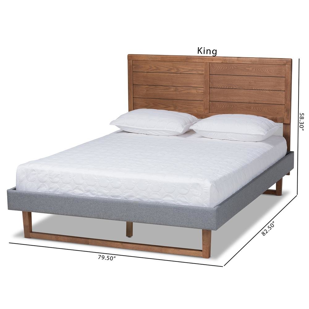 Ash Walnut Brown Finished Wood Queen Size Platform Bed. Picture 20