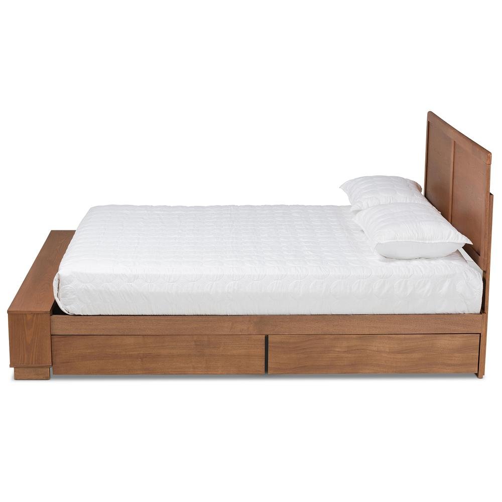 Finished Wood Queen Size 4-Drawer Platform Storage Bed with Built-In Shelves. Picture 16