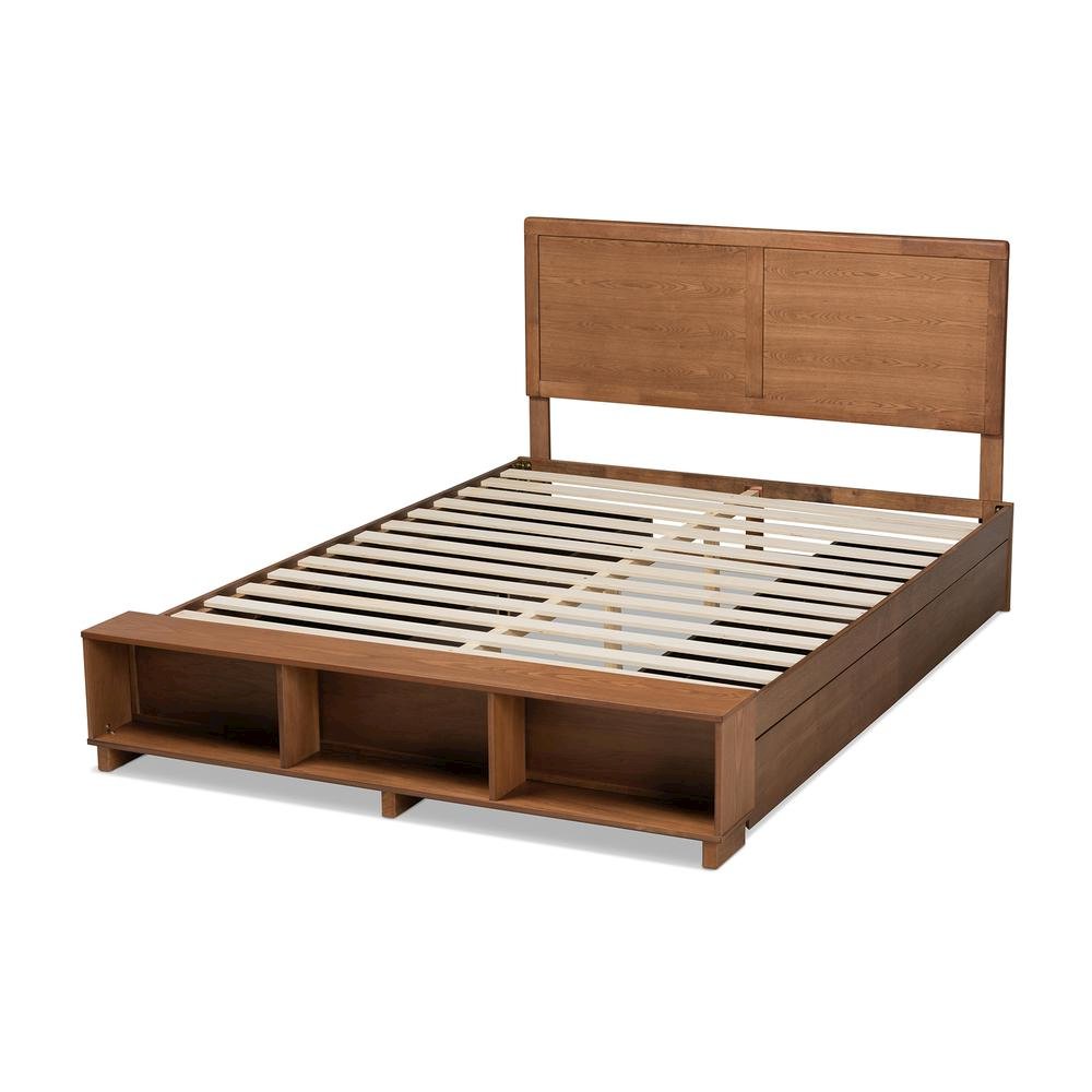 Finished Wood Queen Size 4-Drawer Platform Storage Bed with Built-In Shelves. Picture 17