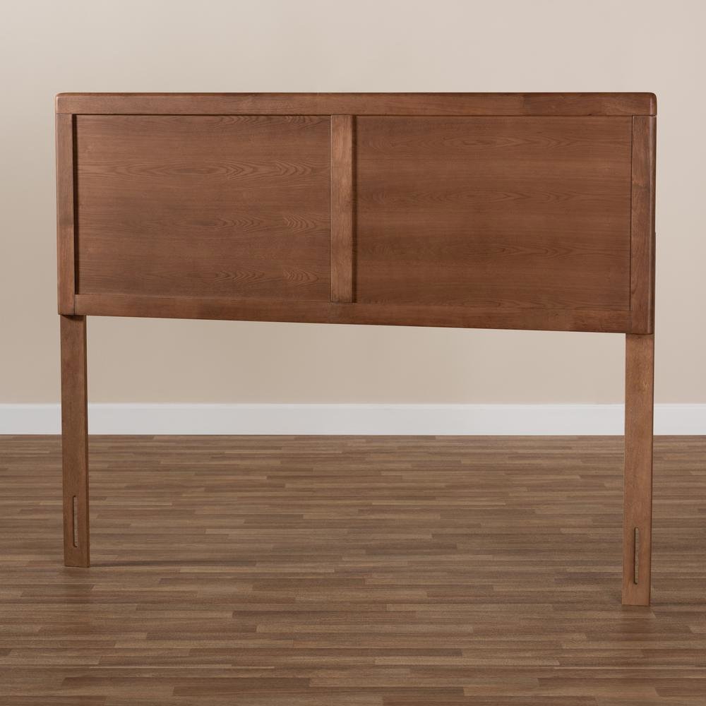 Raya Mid-Century Modern Walnut Brown Finished Wood Queen Size Headboard. Picture 13