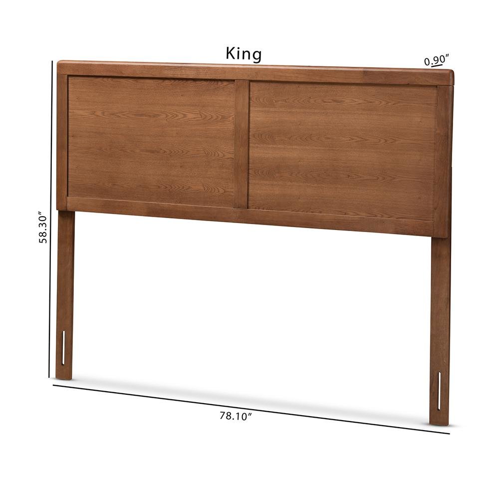 Raya Mid-Century Modern Walnut Brown Finished Wood Queen Size Headboard. Picture 16