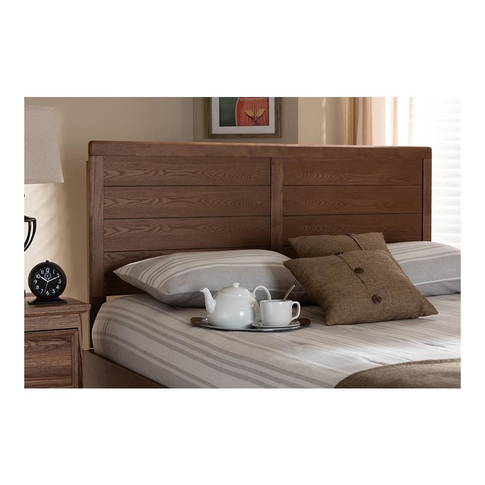 Seren Mid-Century Modern Walnut Brown Finished Wood Full Size Headboard. Picture 17