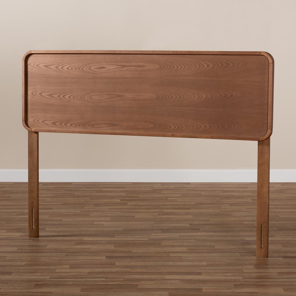 Mailene Mid-Century Modern Walnut Brown Finished Wood Queen Size Headboard. Picture 13