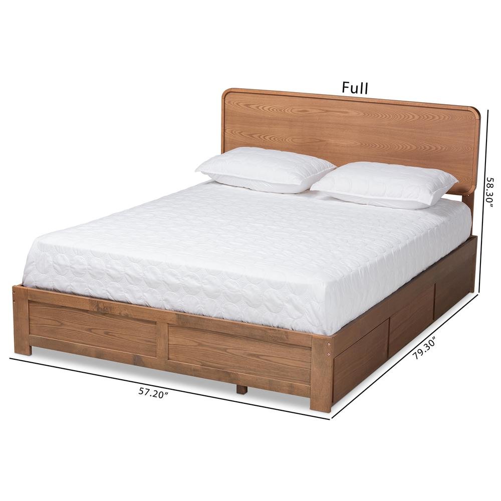 Ash Walnut Brown Finished Wood Queen Size 3-Drawer Platform Storage Bed. Picture 23