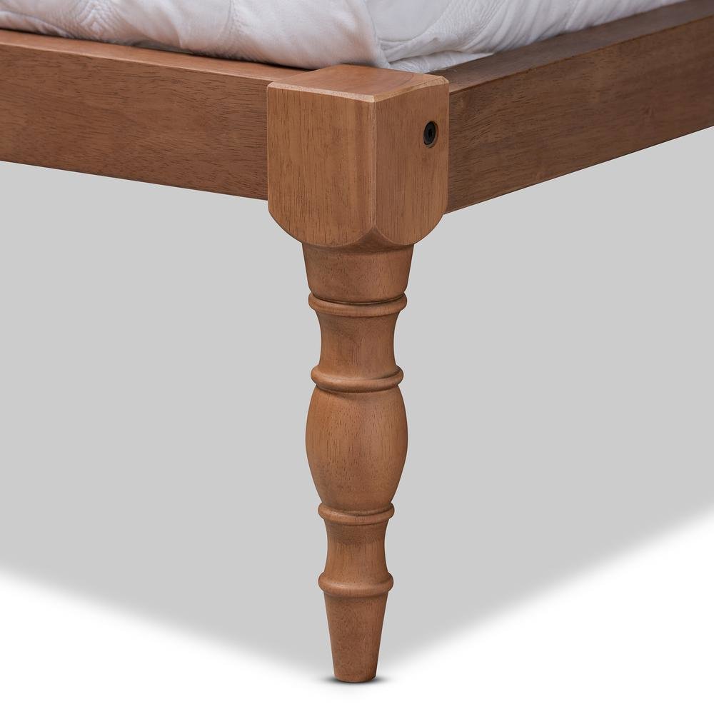 Walnut Brown Finished Wood Queen Size Platform Bed Frame. Picture 13
