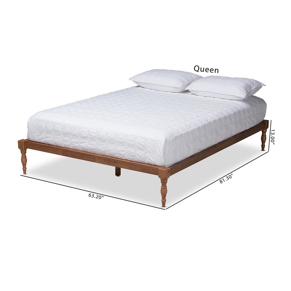Walnut Brown Finished Wood Queen Size Platform Bed Frame. Picture 17