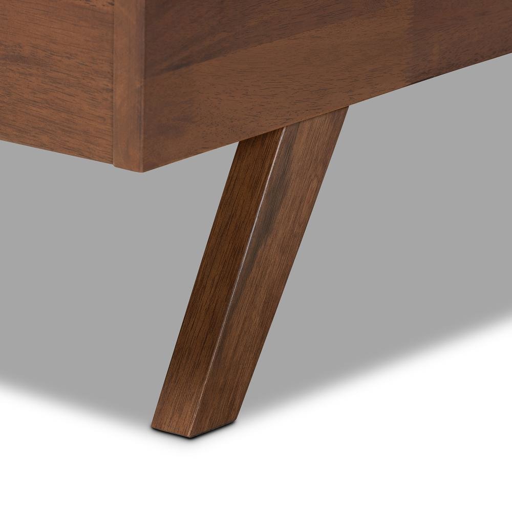 Grey Fabric Upholstered Walnut Finished Wood King Size Bed. Picture 14