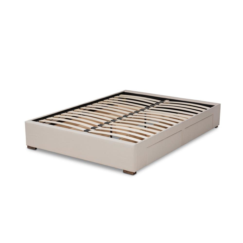 Beige Fabric Upholstered 4-Drawer King Size Platform Storage Bed Frame. Picture 14