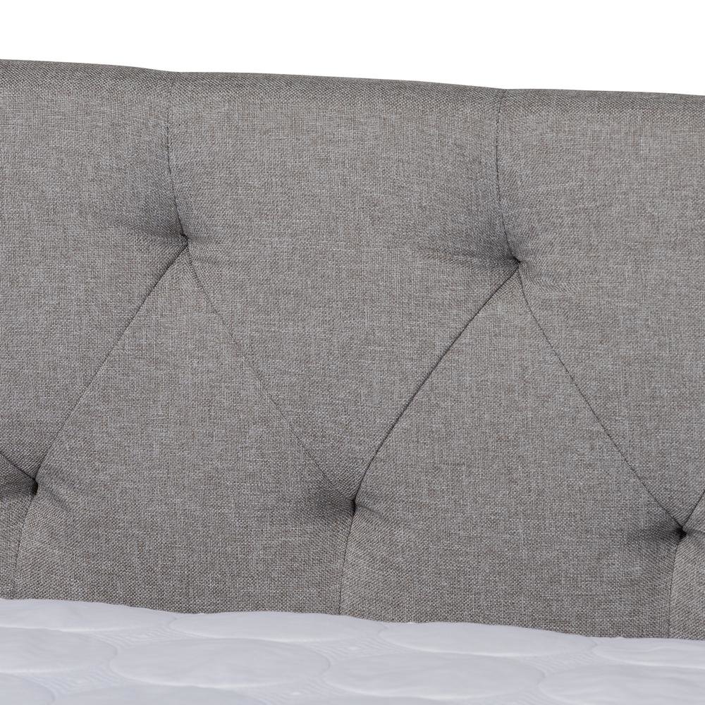 Light Grey Fabric Upholstered Queen Size Daybed with Roll-Out Trundle Bed. Picture 18
