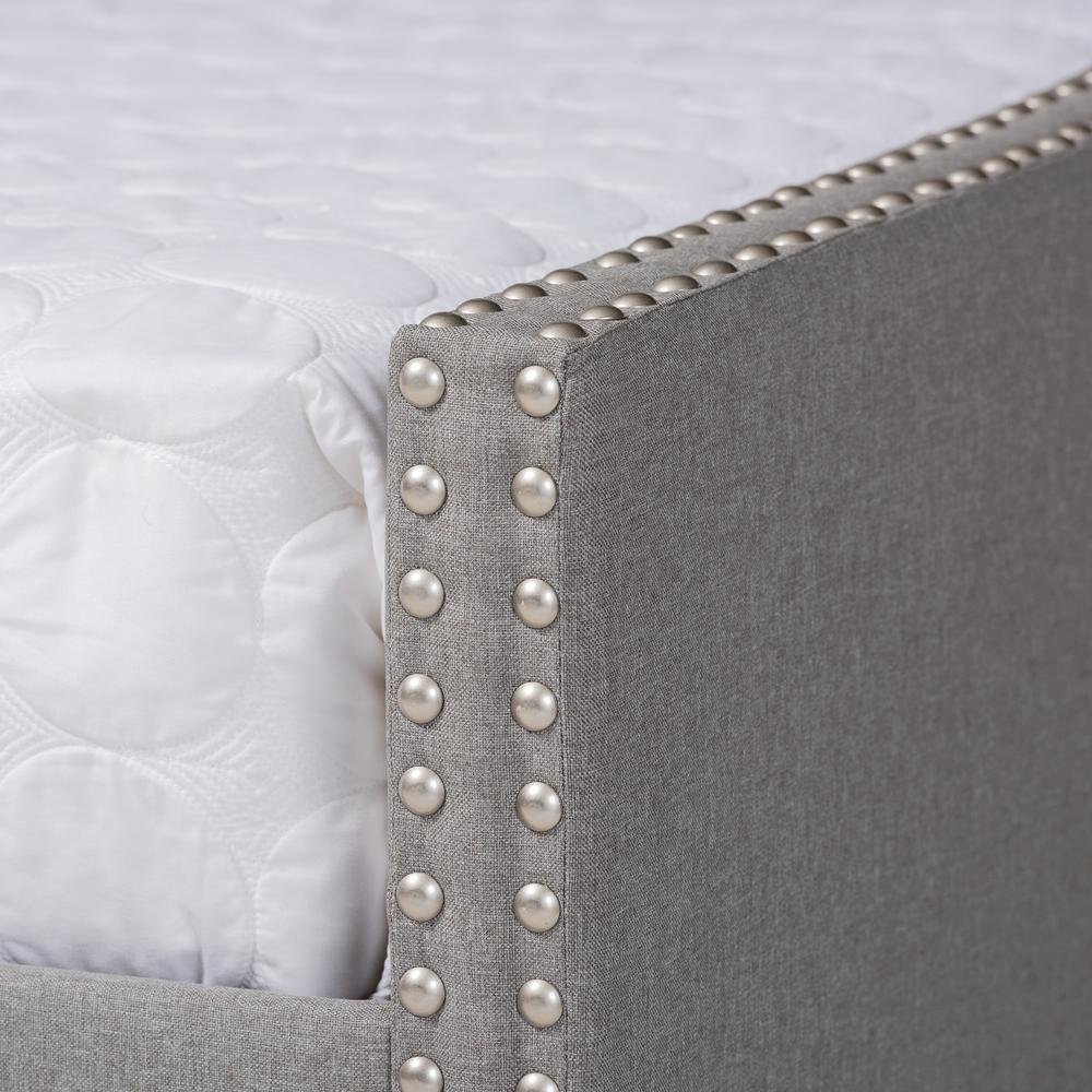 Light Grey Fabric Upholstered Queen Size Daybed with Roll-Out Trundle Bed. Picture 19
