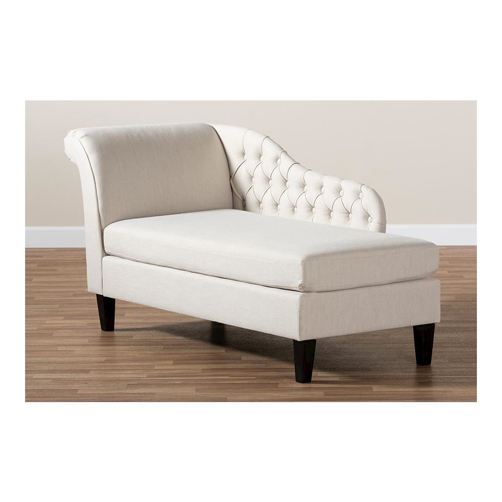 Beige Fabric Upholstered Black Finished Chaise Lounge. Picture 19