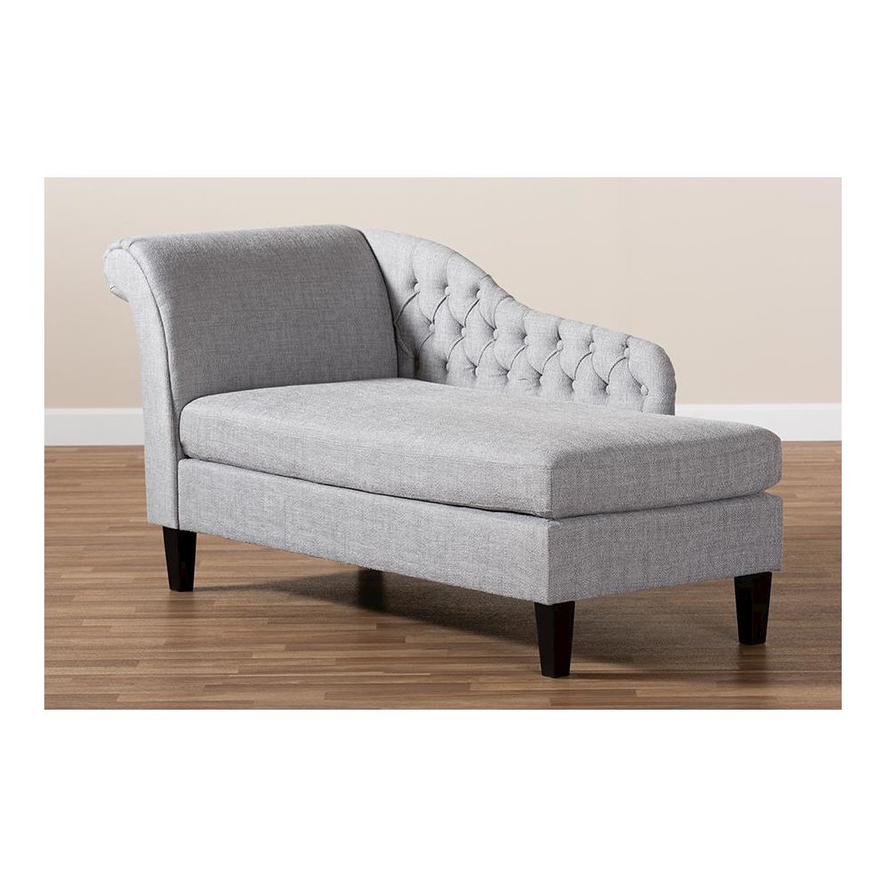 Grey Fabric Upholstered Black Finished Chaise Lounge. Picture 19
