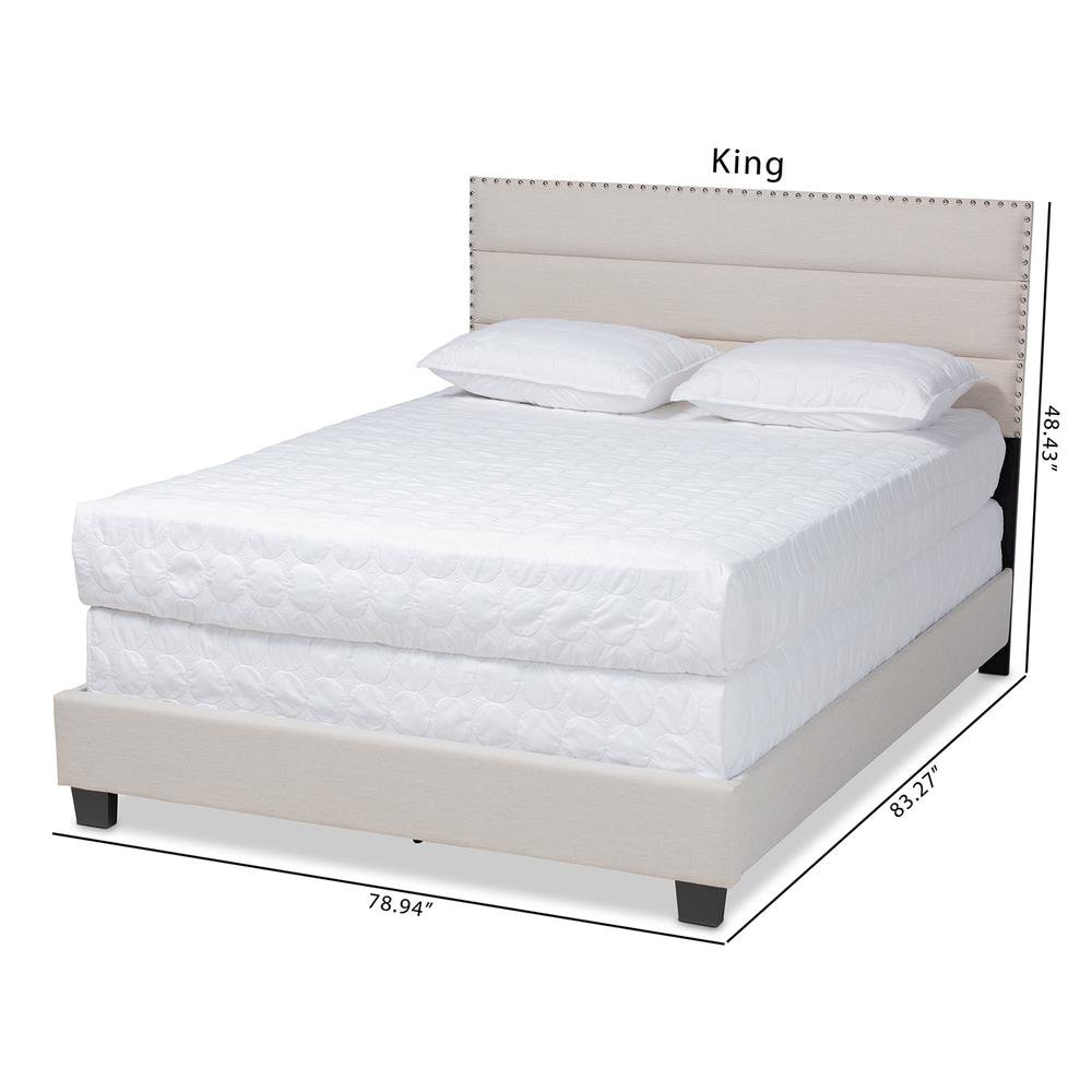 Ansa Modern and Contemporary Beige Fabric Upholstered Queen Size Bed. Picture 20