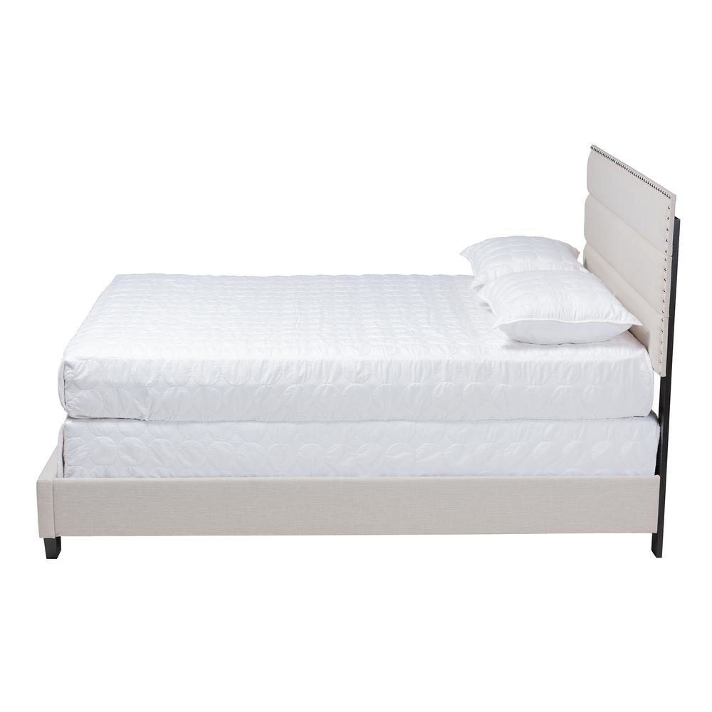 Ansa Modern and Contemporary Beige Fabric Upholstered Queen Size Bed. Picture 12