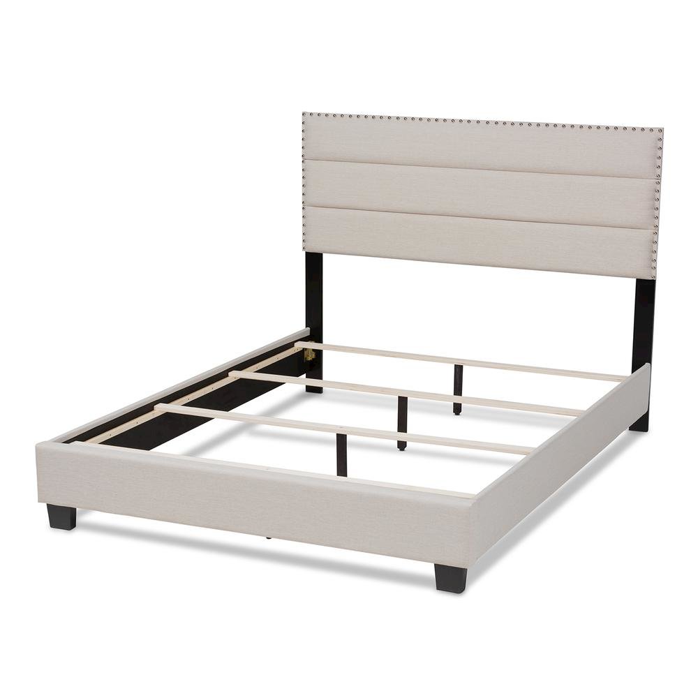 Ansa Modern and Contemporary Beige Fabric Upholstered Queen Size Bed. Picture 13