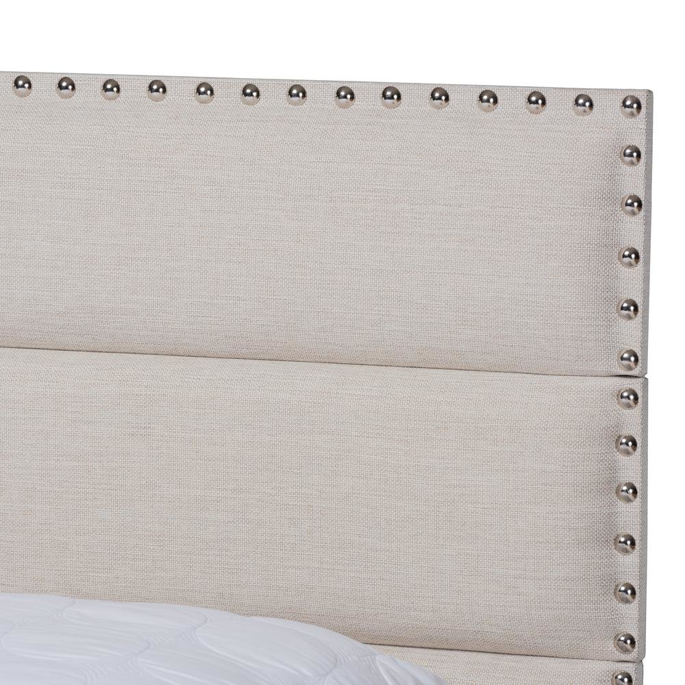 Ansa Modern and Contemporary Beige Fabric Upholstered Queen Size Bed. Picture 14