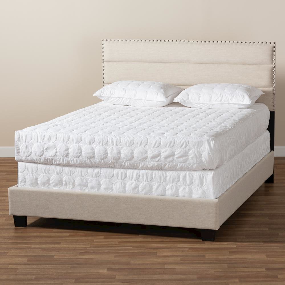 Ansa Modern and Contemporary Beige Fabric Upholstered Queen Size Bed. Picture 17