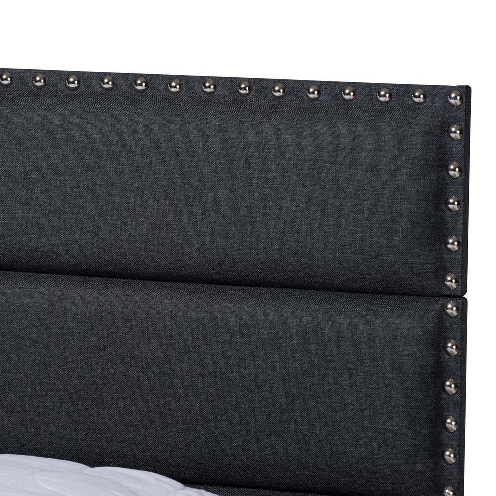 Ansa Modern and Contemporary Dark Grey Fabric Upholstered Queen Size Bed. Picture 14