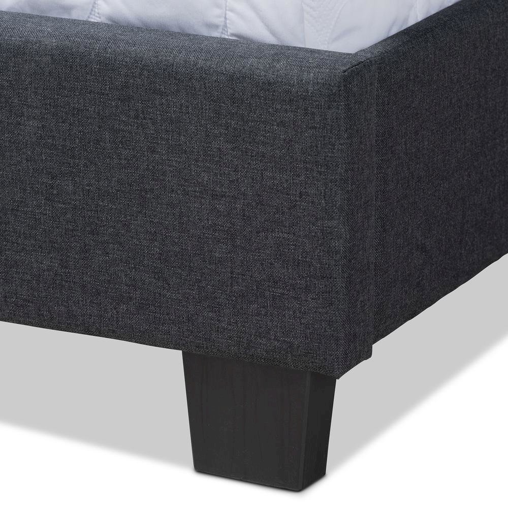 Ansa Modern and Contemporary Dark Grey Fabric Upholstered Queen Size Bed. Picture 15