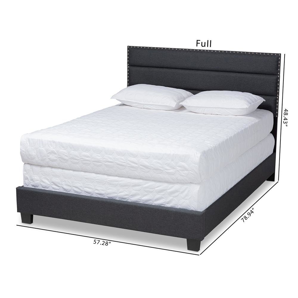 Ansa Modern and Contemporary Dark Grey Fabric Upholstered Queen Size Bed. Picture 18