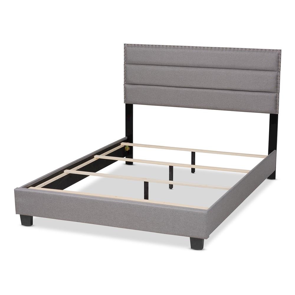 Ansa Modern and Contemporary Grey Fabric Upholstered Queen Size Bed. Picture 13