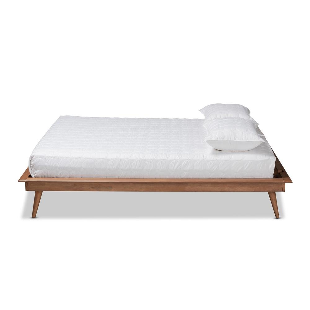 Walnut Brown Finished Wood Queen Size Platform Bed Frame. Picture 11