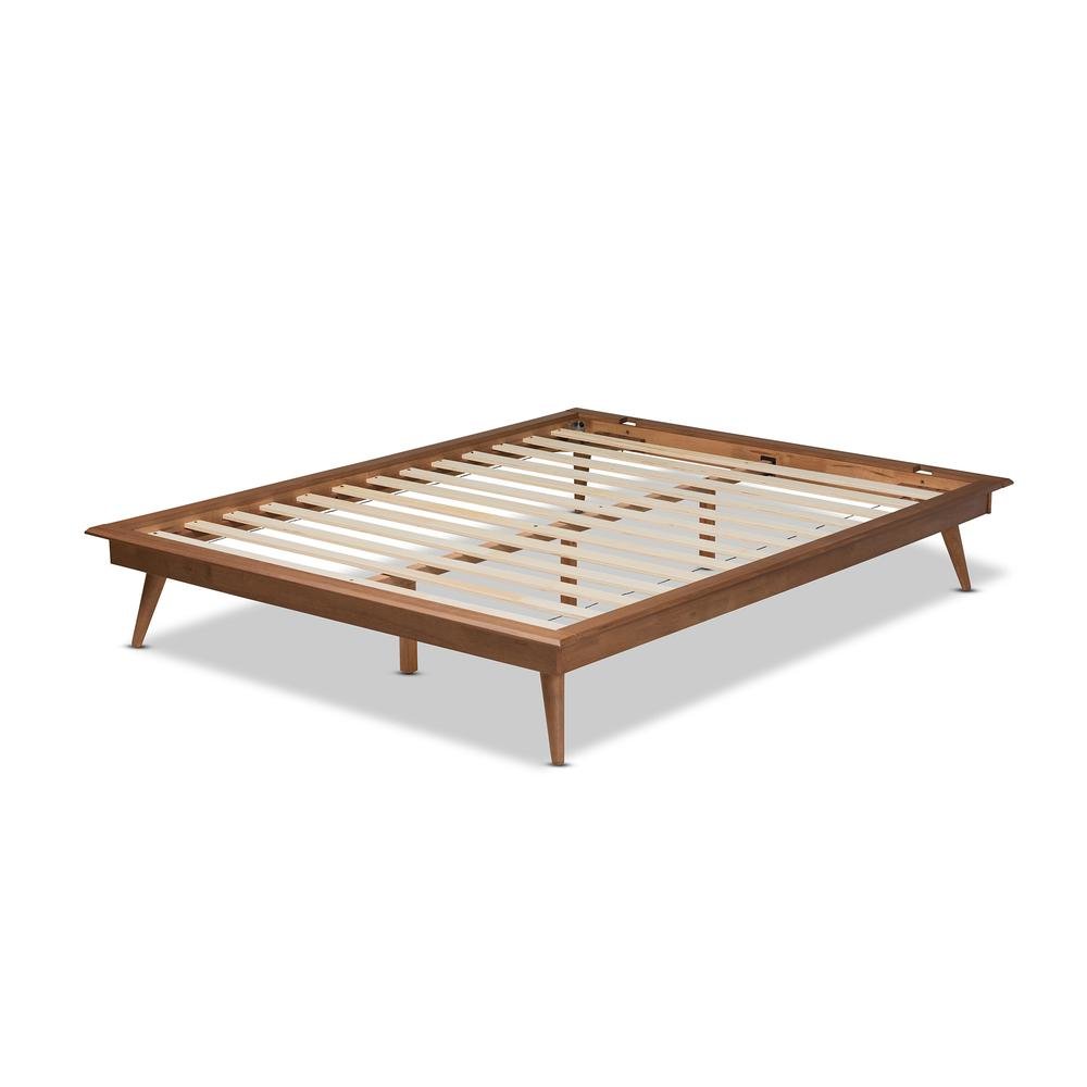 Walnut Brown Finished Wood Queen Size Platform Bed Frame. Picture 12