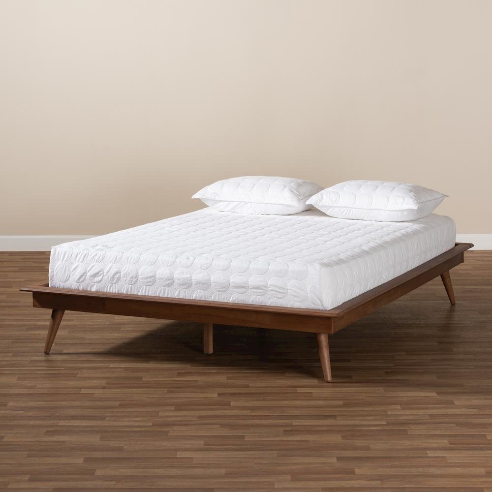 Walnut Brown Finished Wood Queen Size Platform Bed Frame. Picture 15
