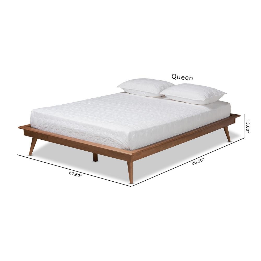 Walnut Brown Finished Wood Queen Size Platform Bed Frame. Picture 17