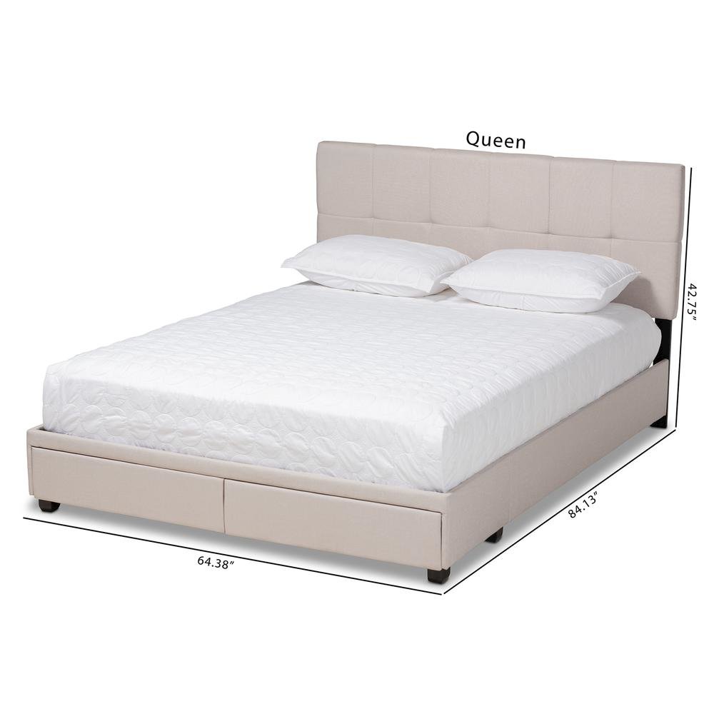 Netti Beige Fabric Upholstered 2-Drawer King Size Platform Storage Bed. Picture 23