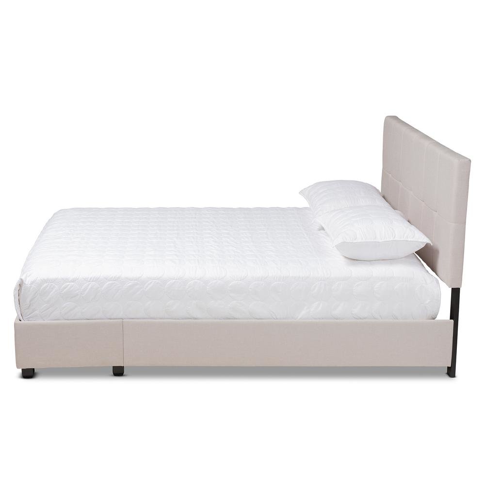 Netti Beige Fabric Upholstered 2-Drawer King Size Platform Storage Bed. Picture 15