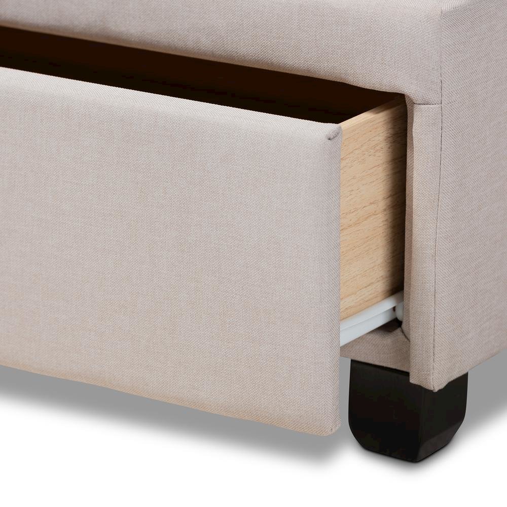 Netti Beige Fabric Upholstered 2-Drawer King Size Platform Storage Bed. Picture 19
