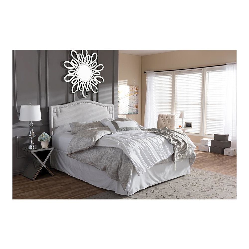 Grayish Beige Fabric Upholstered Full Size Headboard. Picture 9