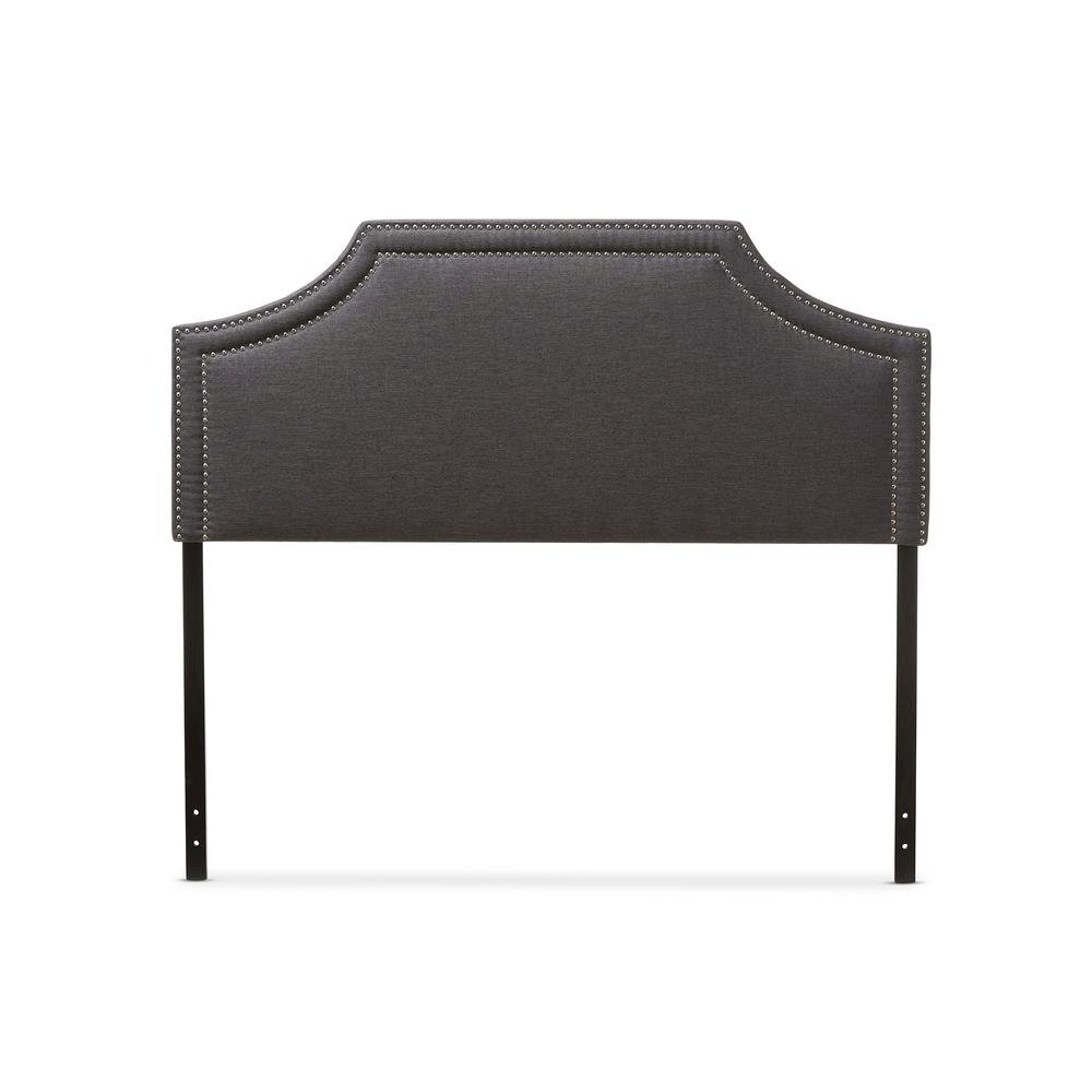 Dark Grey Fabric Upholstered Queen Size Headboard. Picture 6