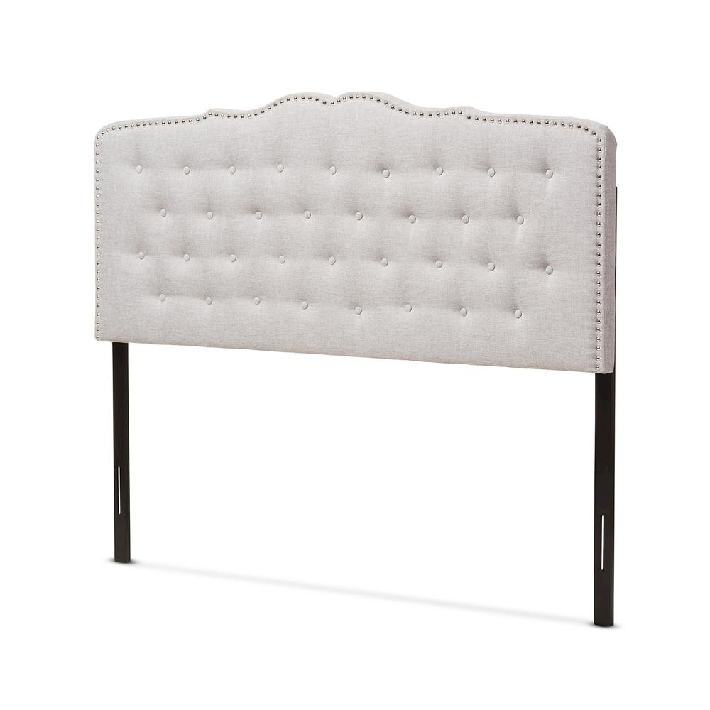 Lucy Modern and Contemporary Greyish Beige Fabric Queen Size Headboard. Picture 7
