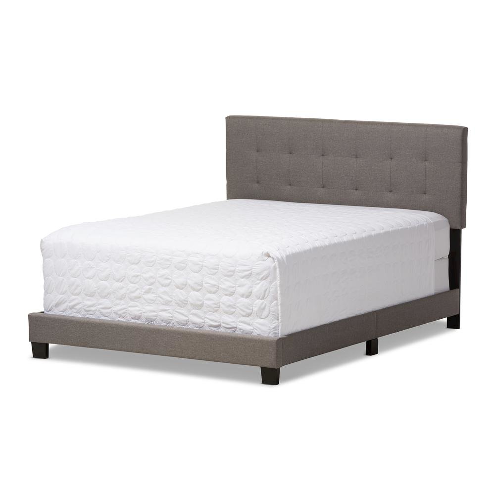 Grey Fabric Upholstered Grid-tufting Queen Size Bed. Picture 7