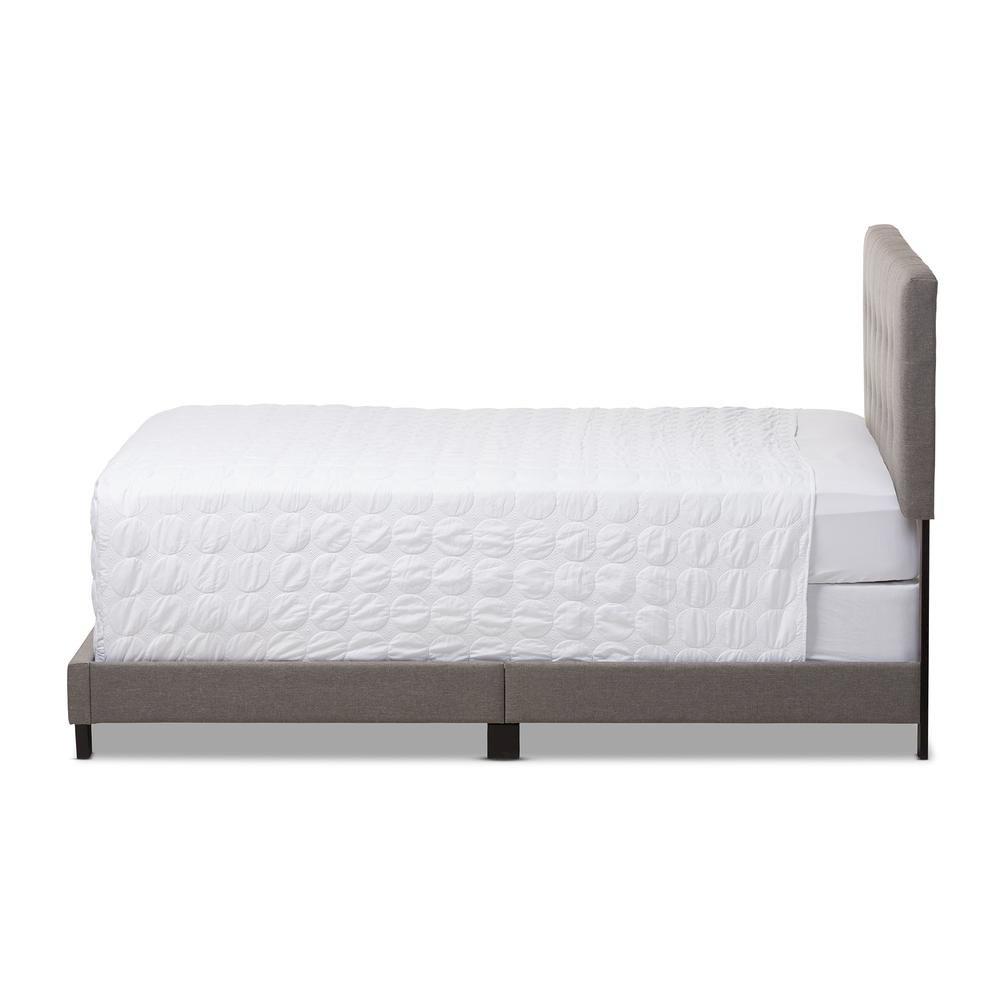 Grey Fabric Upholstered Grid-tufting Queen Size Bed. Picture 8