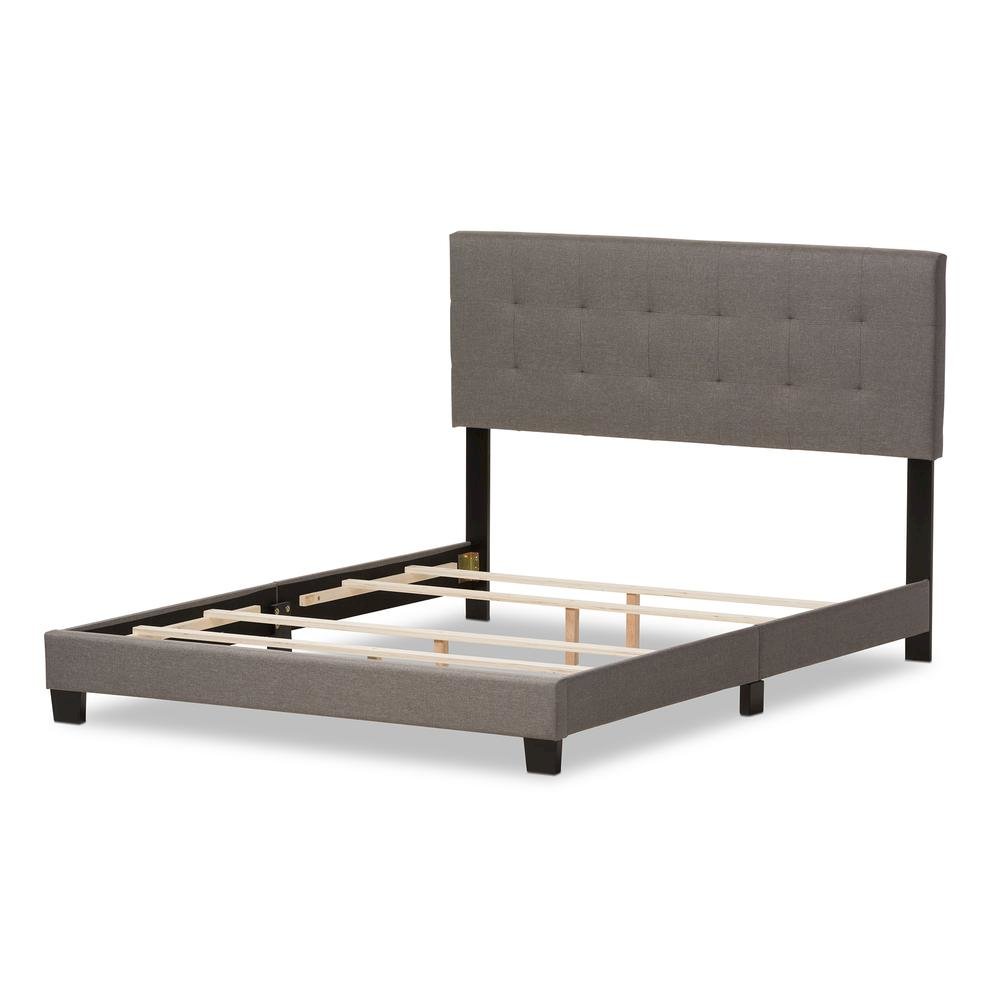 Grey Fabric Upholstered Grid-tufting Queen Size Bed. Picture 10