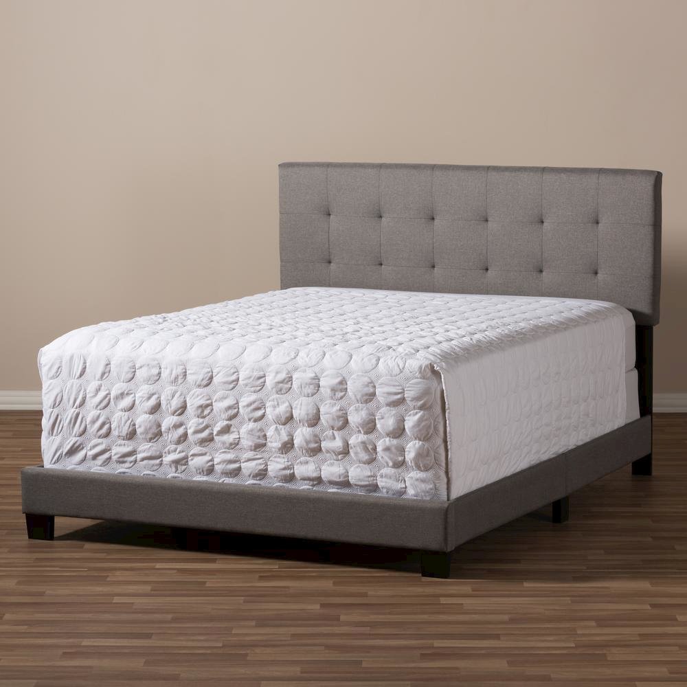 Grey Fabric Upholstered Grid-tufting Queen Size Bed. Picture 12